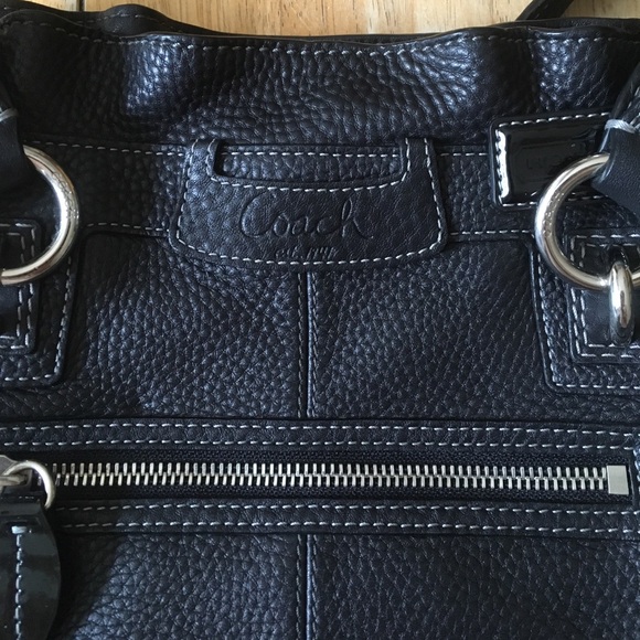 Coach black pebble leather hand bag Penelope - Picture 7 of 8
